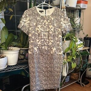 Escada Beige and Gray Textured Mini Dress